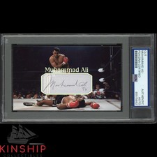 Muhammad Ali signed Cut 3x5 Custom Card PSA DNA Slab Boxing HOF Auto C4839
