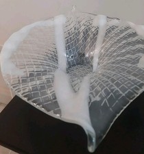 Murano Glass Yes, Italy, Bowl,Candle, L13.2" (34cm x W9.5" (24cm), D3.2" (8.2cm 