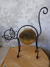Ystad Metal Sweden, Gunnar Ander, Gong Shaped Cat Figurine 1960s