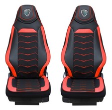2x Black with Red Eco Leather+Alcantara Seat Covers for Scania R/S NextGen 2017+