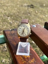 Vintage Watch Poljot Alarm Retro Gold USSR Mechanical Soviet Wristwatch 1980s