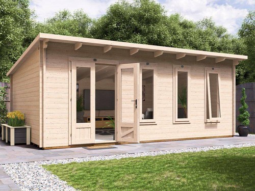 Log cabin garden office - log, 6x4m