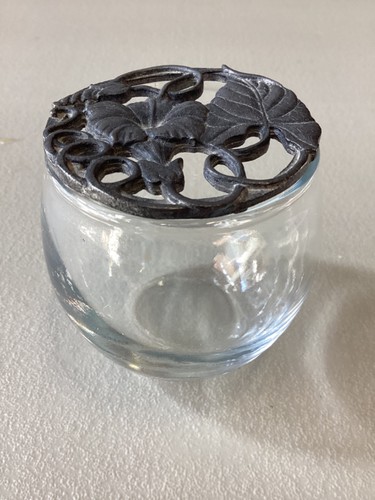 Vtg potpourri bowl pewter - vtg, top