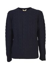 RE_BRANDED maglia uomo girocollo trecce blu art U1WC02 85% cashmere riciclato 
