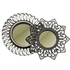 Set of 2 Small 10" Geometric Modern Mirrors Round & Star Wall Art Boho Decor