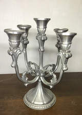Vintage Antique French 5 Arm Pewter Candelabra 97% Pewter Centrepiece 25 cm H