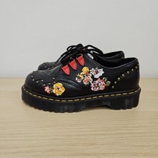 Dr Martens Serova Day Of The Death Black Skull Floral Stud Chunky Shoes Uk 5