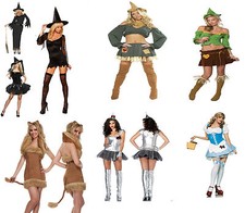 WOMENS WIZARD OF OZ FANCY DRESS COSTUMES DOROTHY TIN MAN SCARECROW COWARDLY LION