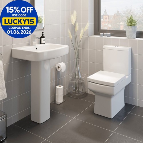 Close coupled toilet - coupled, basin