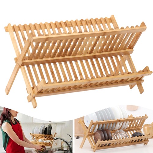Bamboo dish drainer tier - dish,