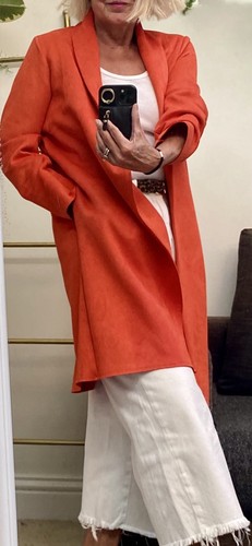 Zara burnt orange long faux - orange,