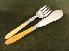 nice Pair of Antique Engraved James Deakin Fish Servers Silver Plated