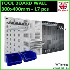 TOOL BOARD WALL Mounted METAL Panels Pegboard 80x40cm 17pcs Garage Shed Storage