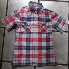 Shirt Checked Skinhead Vintage Womens 1970s Short Sleeved Ska Slim Fit 6 XS