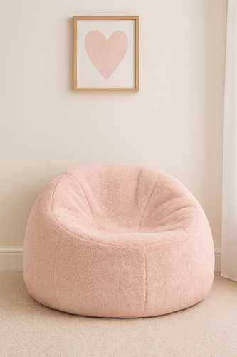 Pink faux fur bean bag - bean,