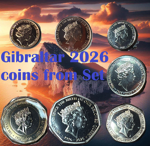 Gibraltar coin 5p 10p - 1p, 2p