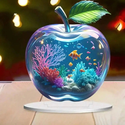 Crystal apple figurine glass - crystal,
