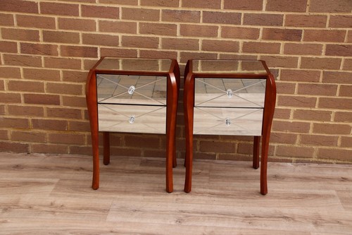 Pair mirrored bedside - pair,