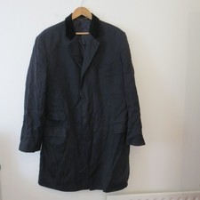 CHARLES TYRWHITT CHESTERFIELD COVERT COAT UK 44 NAVY BLUE VLEVET COLLAR ENGLISH