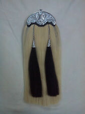 BAGPIPE PIPER ORIGINAL WHITE HORSE HAIR BLACK LEATHER KILT SPORRAN  THISTLE BELT