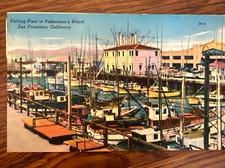 Posted 1968 Linen Postcard Fishing Fleet at Fishermans Wharf San Francisco 237a