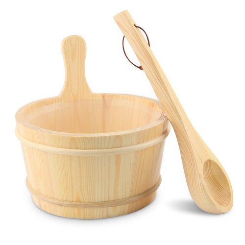 Wooden bucket and ladle set - bucket, set,4l