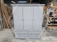 HANDMADE CROWN TRIPLE SHELVED WARDROBE IN GREY- MANY COLOURS (NOT FLATPACKED)