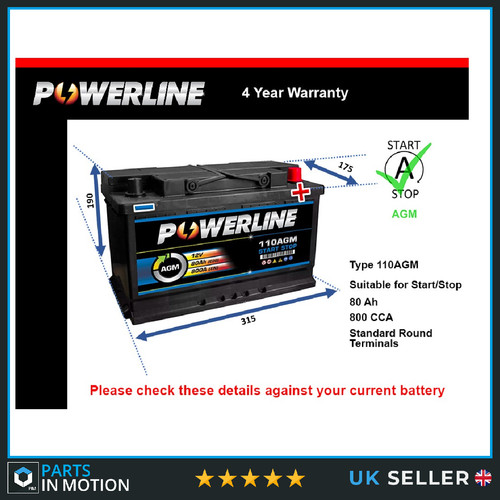 Agm car battery - battery, fits