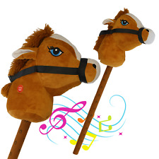 Kids Hobby Horse Toy with Galloping Sounds & Handles Soft Children's Toy Brown