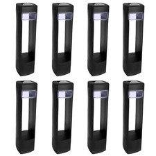 8 Piece LED Solar Lamp Black