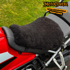 Natural Brown Universal Sheepskin Motorcycle Seat Cover Foam Lined Protector