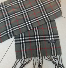 Burberry Scarf 100% Lambswool Genuine Khaki Green Made In England Unisex
