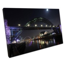Tyne Bridge Night Print Newcastle Gateshead Wall Art River Tyne Sage Quayside