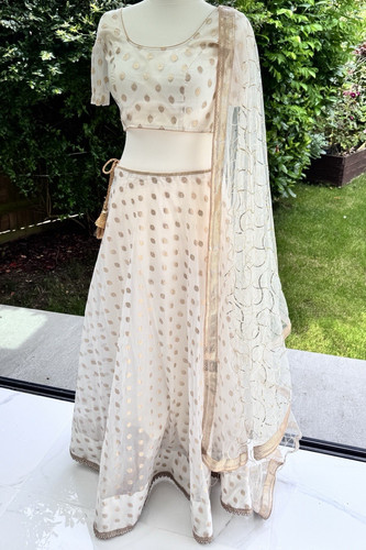 Women beige gold lehenga - women’s,