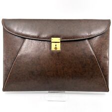 Vintage Gucci Clutch Bag Leather Pouch Gold Key Lock Secondbag Authentic