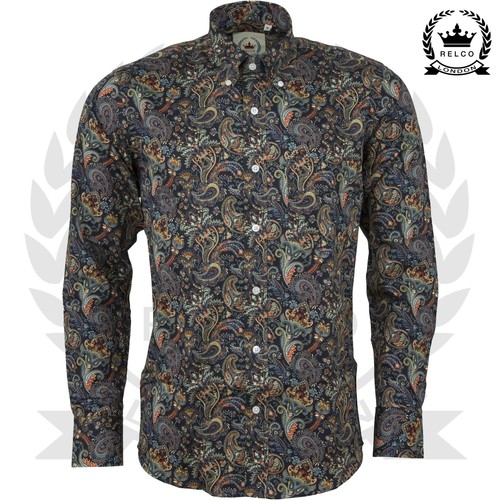 Relco paisley shirt blue long - shirt,