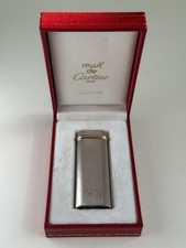Cartier Gas Lighter, Silver Trinity with a Gold Accent and Original Box