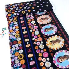 Quilting Cotton Robert Kaufman Frida Kahlo Border Black (Per Metre)