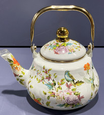 Retro floral enamel teapot - floral,