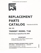 Triumph Parts Manual Book 1975 Trident T160 From serial number 00101