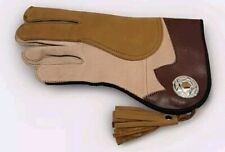 Children Leather Glove Falconry Child Glove Double Layer, (Bole Brown) All Sizes