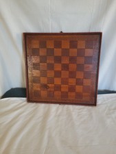 Vintage two sided wood chess board just the playing board 16.5" x 17"