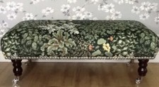 A new footstool in Laura Ashley Living Wall Dark Green fabric
