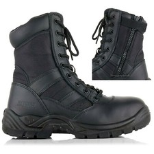 MENS LEATHER WATERPROOF LIGHTWEIGHT POLICE MILITARY SAFETY TOE CAP WORK BOOTS SZ