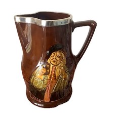 Rare Royal Doulton Kingsware Jug Silver Rim Large Size London C1907 Noke Antique