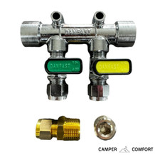 2 Way Gas manifold, 8mm Gas Isolator, Campervan Motorhome Double Isolator Valve