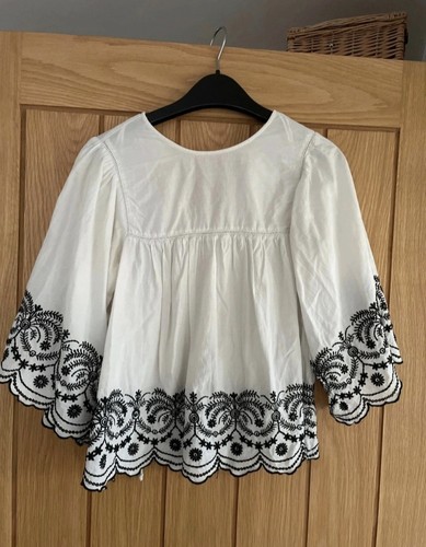 Zara white black embroidered - white,