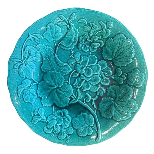 Antique green majolica plate - green,