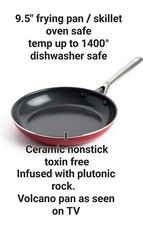 Red Volcano Frying Pan Ceramic Nonstick 9.5" Skillet Stainless Steel Fry Pan NEW