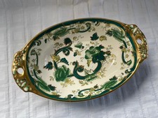 Masons Mandalay Chartreuse  - Oval Gold Handled Dish REDUCED